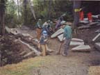 Digging trail for retaining wall construction