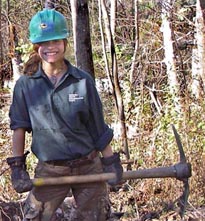 woman holding pickmattock