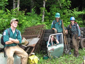 VYCC crew with garbage picked up from along trail