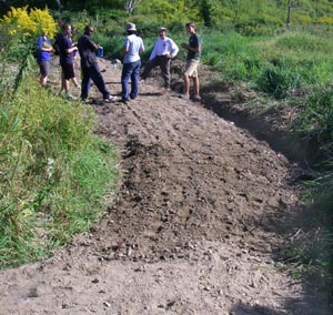 finished gravel trail with side ditch