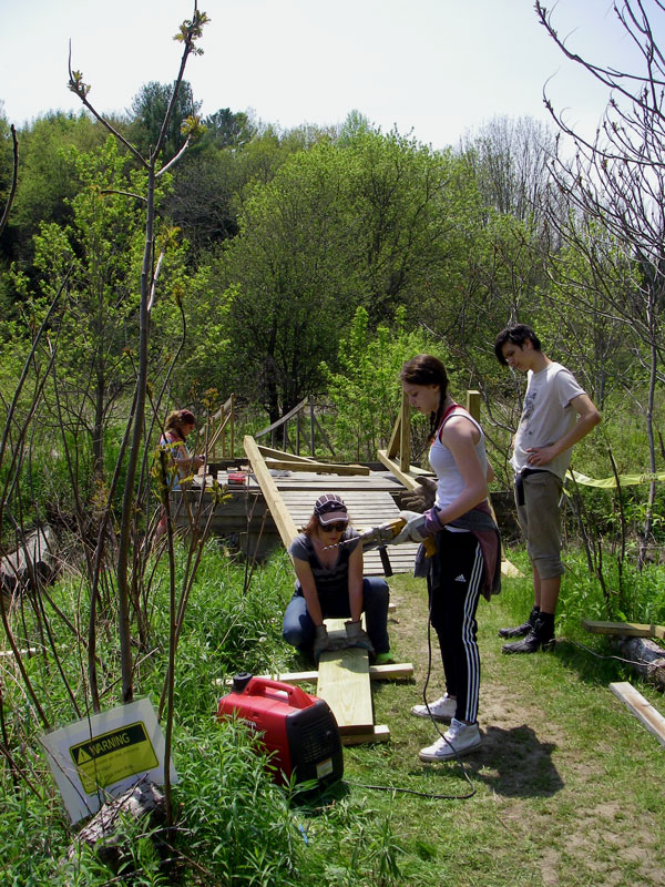 students build bridge