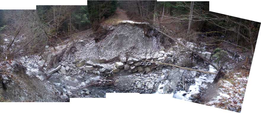 winter view of washout