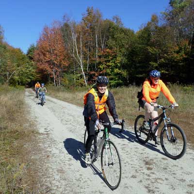 women bike trail