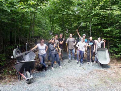 people with shovels