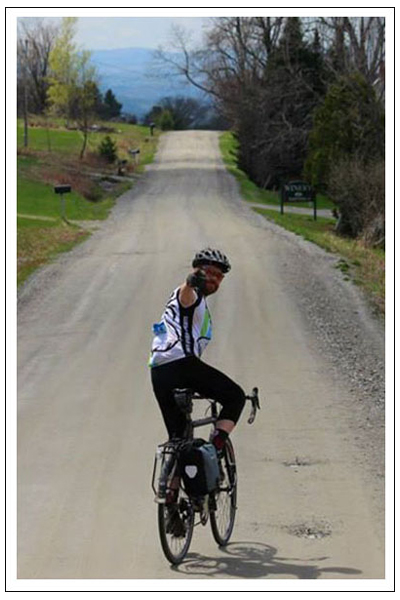 biking on dirt road