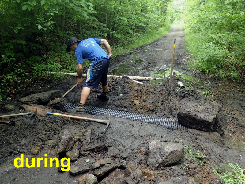 placing culvert in trench