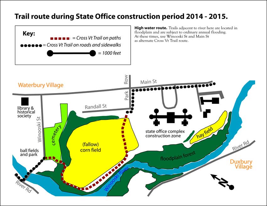 map of trail in Waterbury