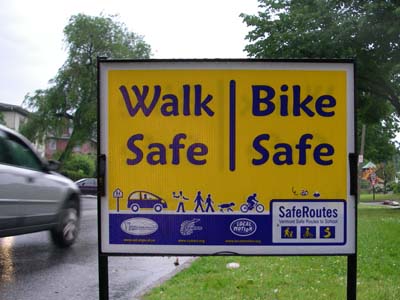 sign advertising safe routes to school program