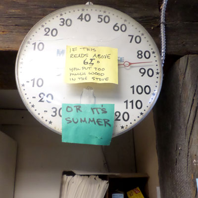 thermometer with notes written on it