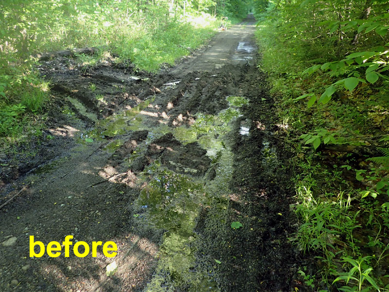 muddy trail with broken culvert