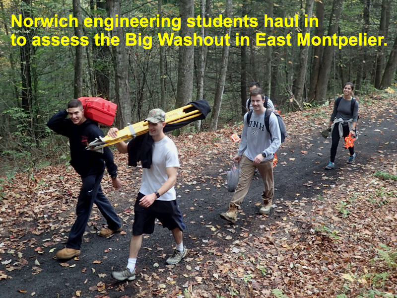 engineering students help on trail